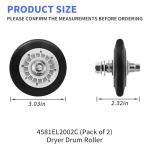 2 Pack Dryer Drum Roller Assembly for LG Kenmore