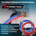 6FT Rubber Washing Machine Hoses - 2 Pack