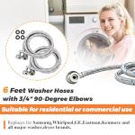 6FT Stainless Steel Washer Hoses with 90° Elbows