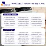 GE Compatible Motor Pulley & Nut 1/2HP WH03X32217