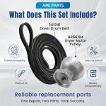 Dryer Motor Pulley & Drum Belt for Whirlpool Kenmore
