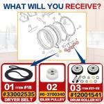 Dryer Repair Kit with Rollers, Belt, and Pulley