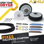 Maytag Dryer Rollers, Shafts, Belt, Pulley Kit