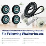 Whirlpool Maytag Dryer Repair Kit with Belt and Rollers