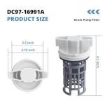 DC97-16991A Washer Drain Pump Filter Replacement for Samsung Washer Coin Trap Leak Proof WF42H5000AW WF42H5000AW/A2 WF42H5200AW/A2 WF45K6500AW/A2 WF45M5500A/WF45M5100A W45R6100A WF50K7500A