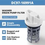 DC97-16991A Washer Drain Pump Filter Replacement for Samsung Washer Coin Trap Leak Proof WF42H5000AW WF42H5000AW/A2 WF42H5200AW/A2 WF45K6500AW/A2 WF45M5500A/WF45M5100A W45R6100A WF50K7500A