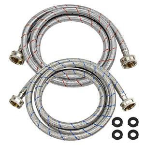 Beaquicy 6 Ft Stainless Steel Washer Hoses - 2 Pack