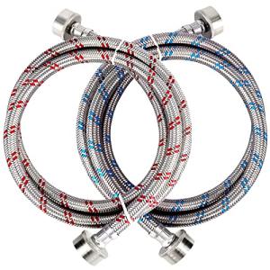 Techecook 4ft Stainless Steel Washer Hoses - 2 Pack
