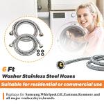 Beaquicy 6 Ft Stainless Steel Washer Hoses - 2 Pack