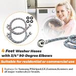 Stainless Steel Washer Hoses with 90° Elbow (2 Pack)