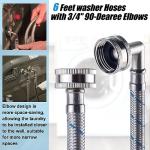 6FT Stainless Steel Washer Hoses with 90 Degree Elbow