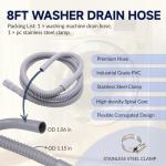 8FT Flexible Washer Drain Hose Kit with Clamp