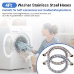Stainless Steel Washing Machine Hoses, 4 Ft Pack