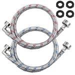 4FT Stainless Steel Washer Hoses with Elbows - 2 Pack