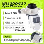 Whirlpool Maytag Kenmore Drain Pump Assembly W11399437