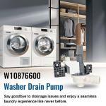 W10876600 Washer Drain Pump Replacement for Whirlpool