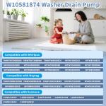 W10581874 Washing Machine Drain Pump for Maytag
