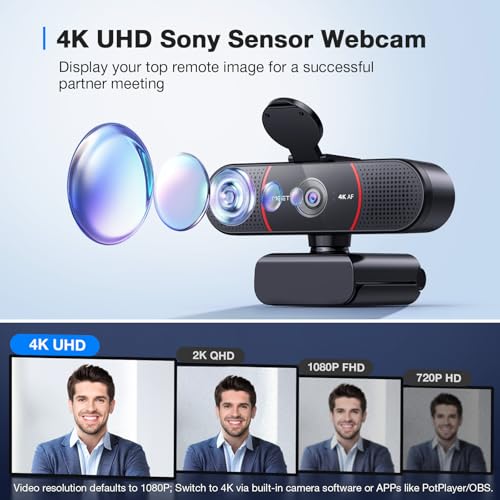 EMEET C960 4K Webcam with Auto Focus & Mics