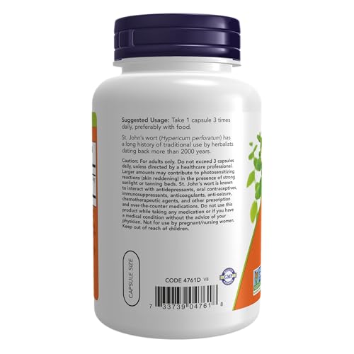 NOW Supplements St. John's Wort 300 mg Veg Capsules