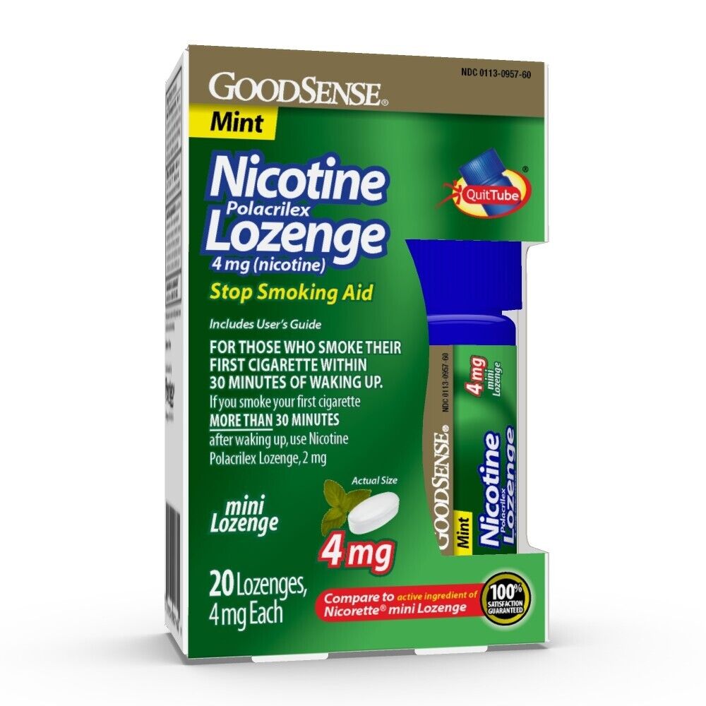GoodSense Mini Nicotine Lozenges, 4 mg, Mint