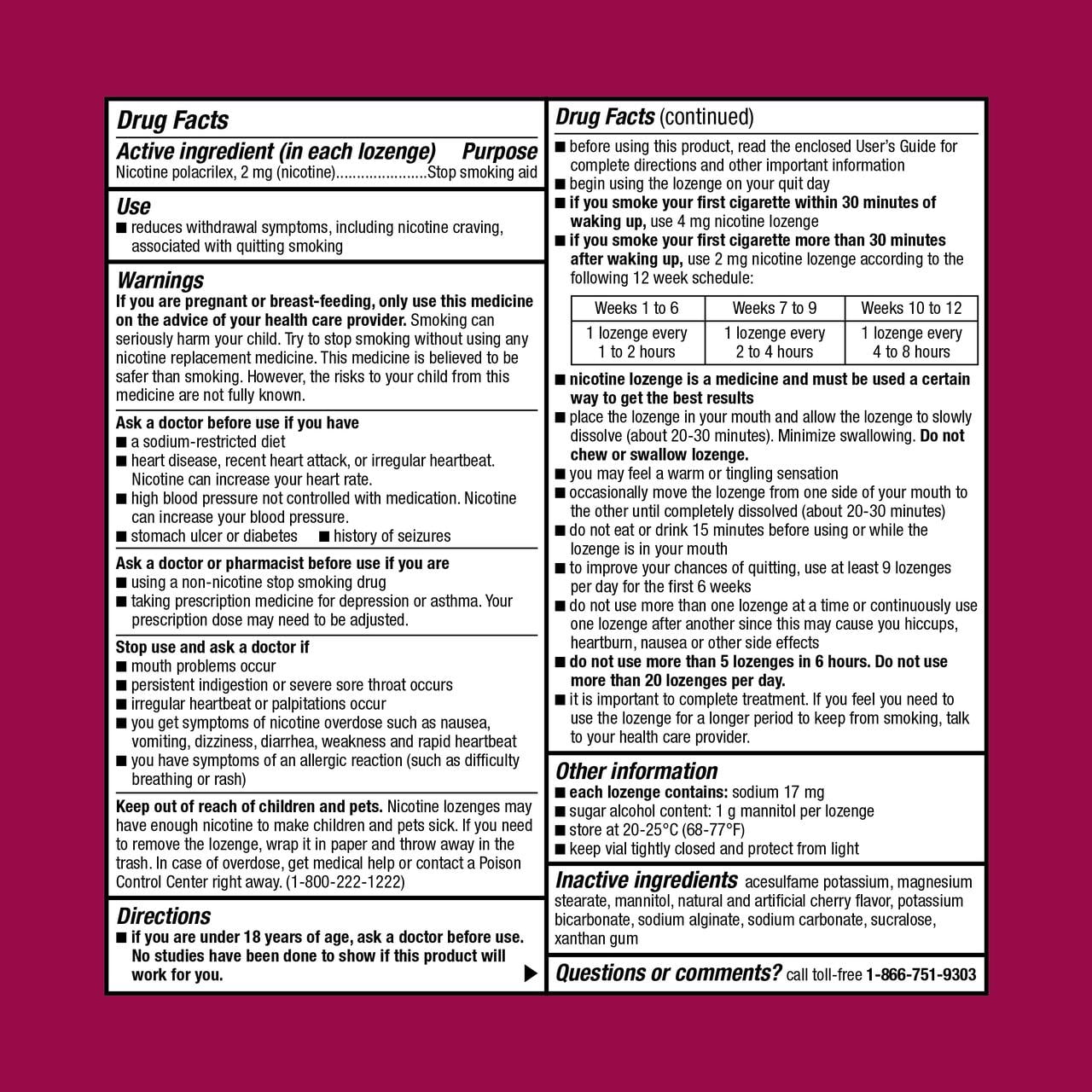 Equate Cherry Nicotine Lozenges, 2 mg, 108 Count
