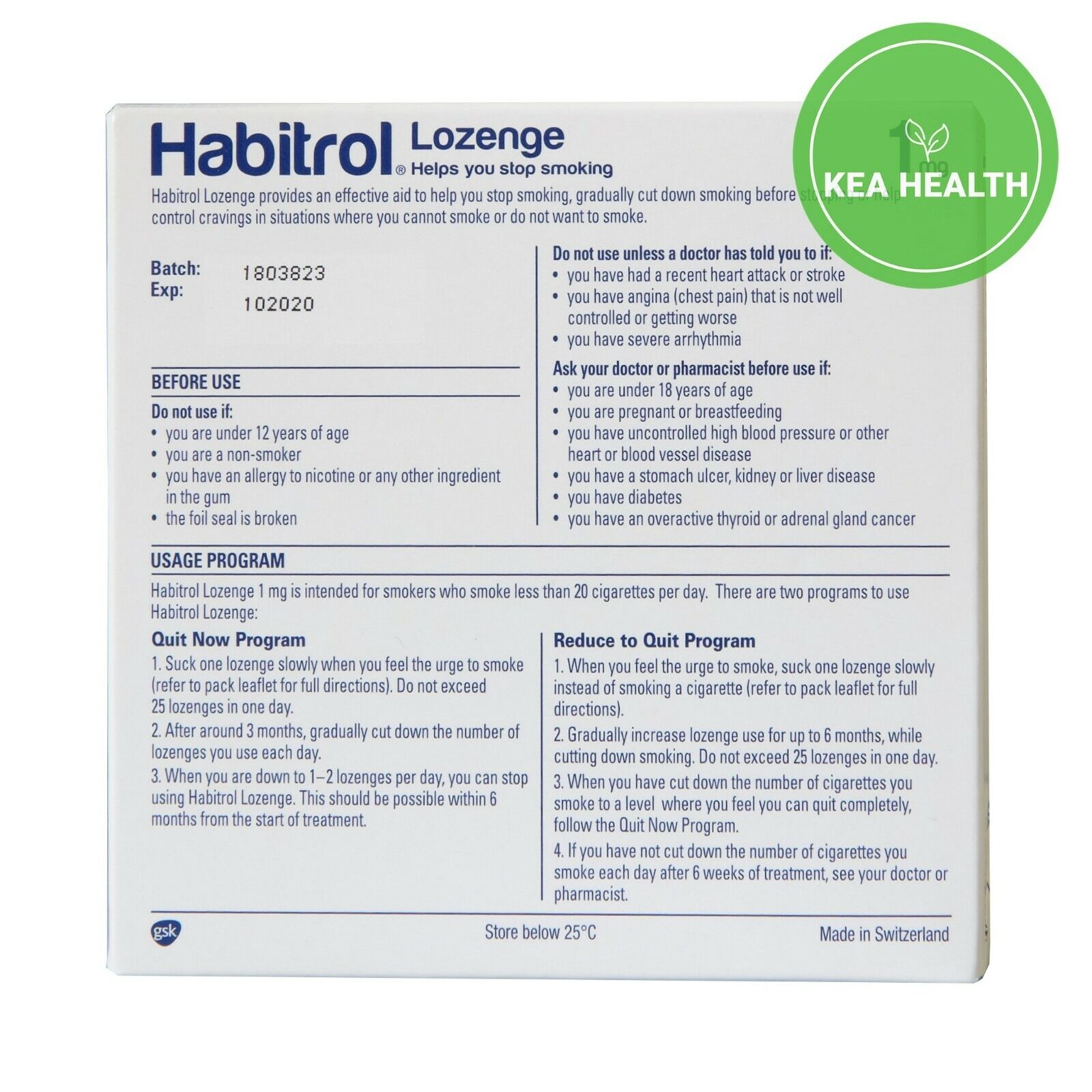 Habitrol Mint Nicotine Lozenges 1mg - 8 Boxes