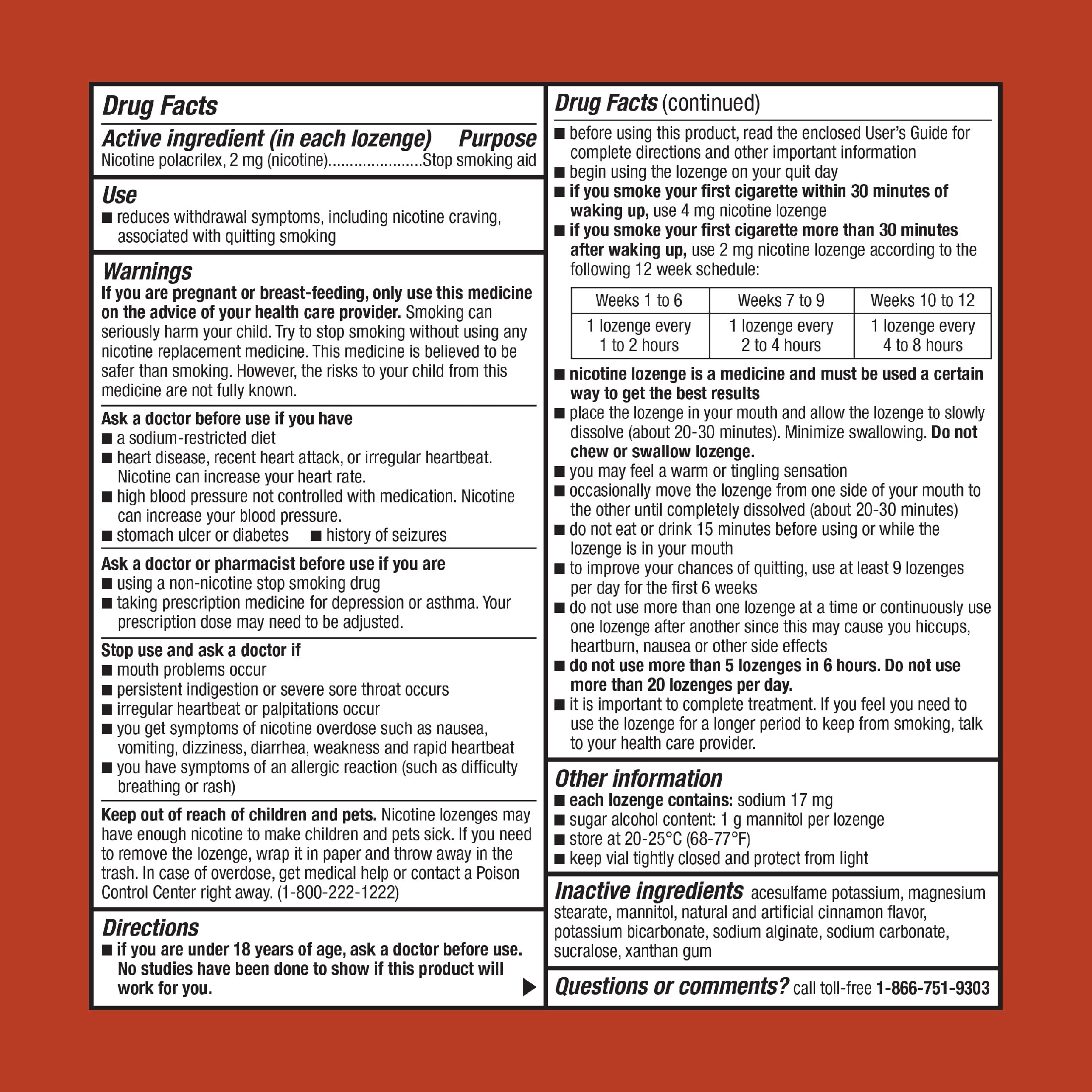 Equate Cinnamon Nicotine Lozenges, 2 mg, 108 Count