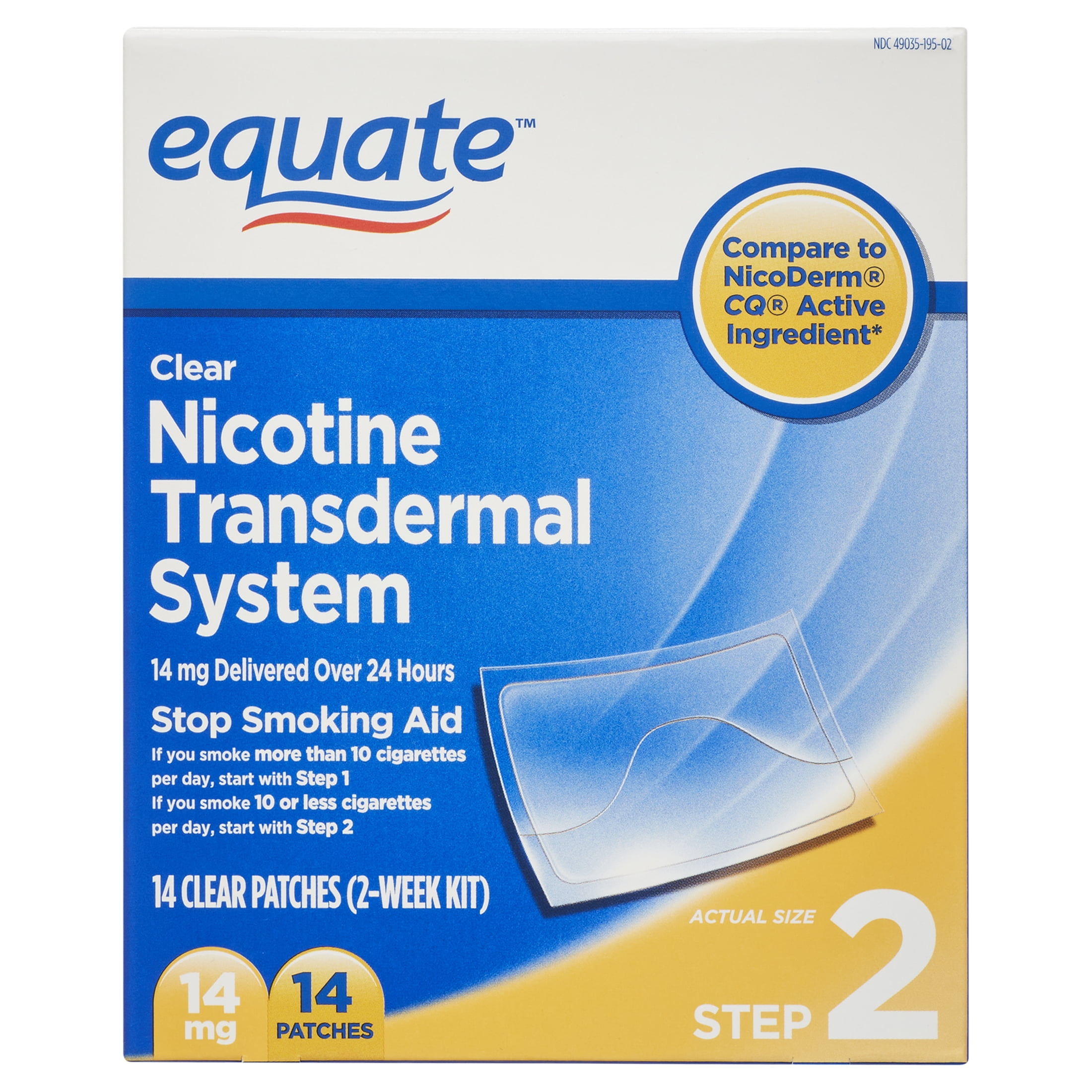 Equate Step 2 Nicotine Clear Patches, 14 mg