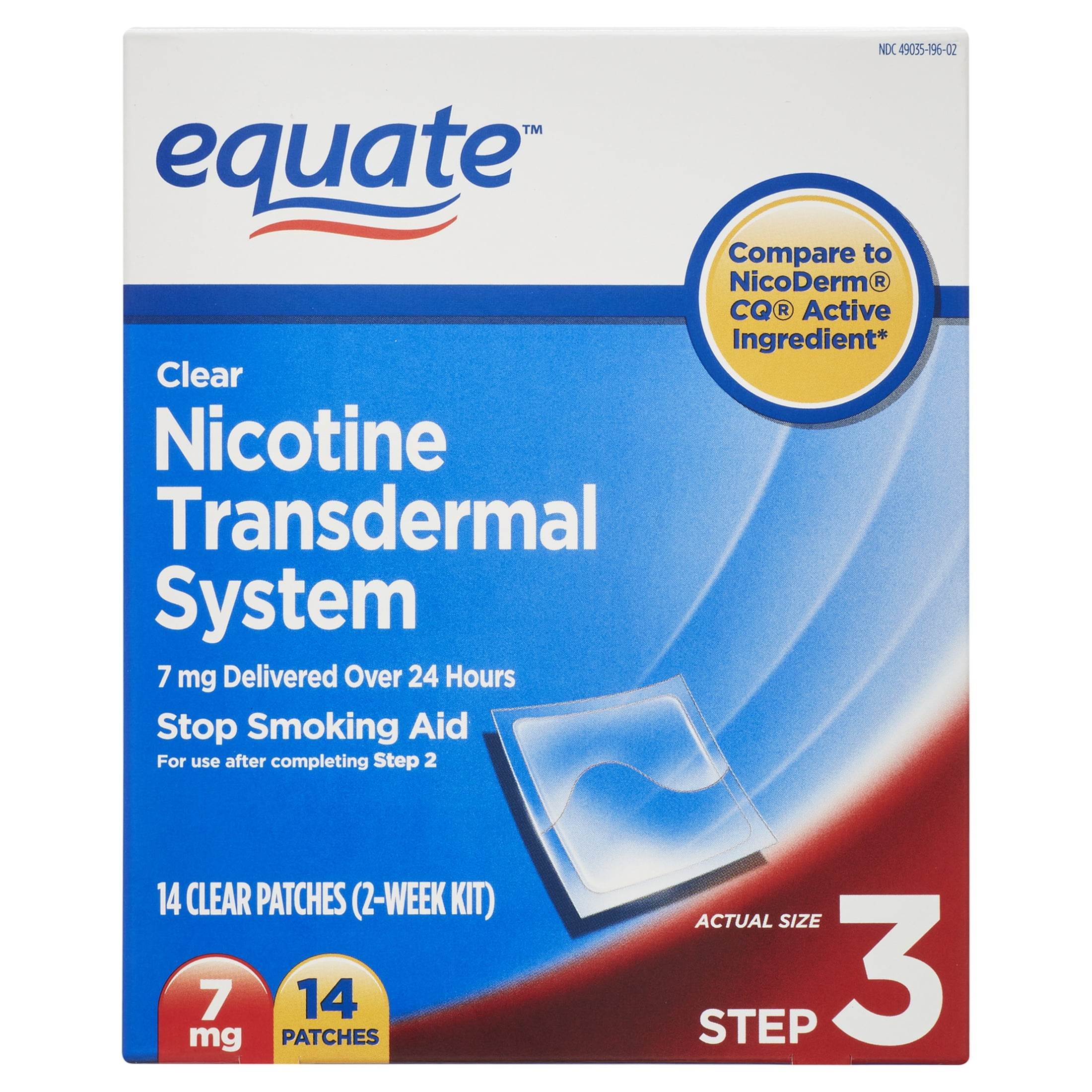 Equate Nicotine Patch Step 3, 7 mg, 14 Count