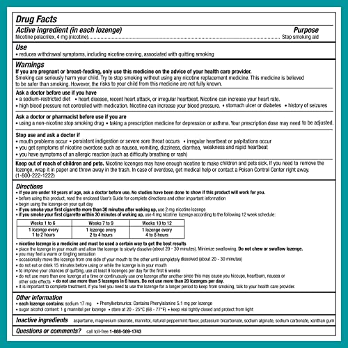 Nicorette Mint Nicotine Lozenges, 4 Mg, 144 Count