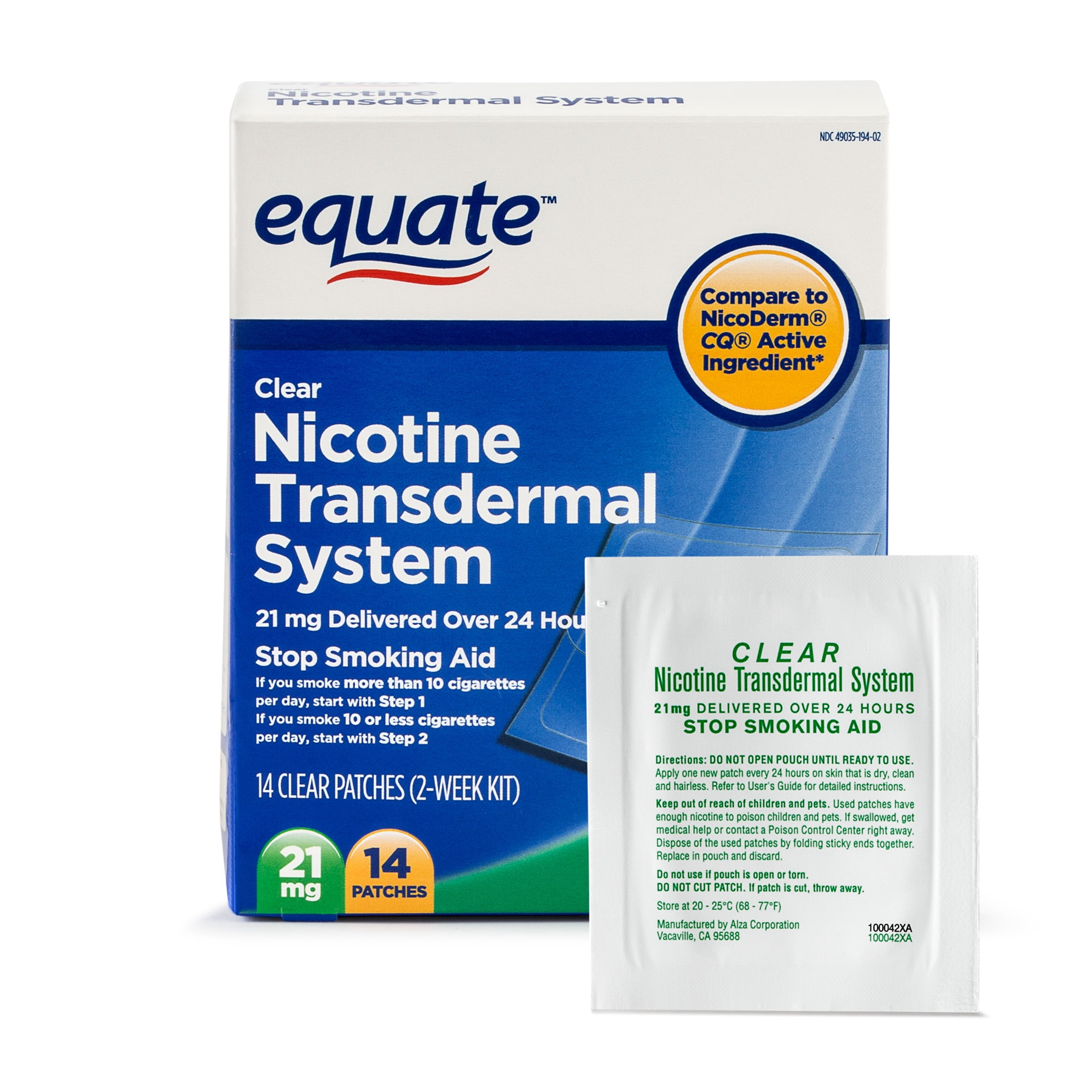 Equate 21 mg Nicotine Clear Patches, 14 Count