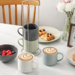 Stackable Porcelain Coffee Mugs Set with Stand