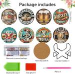8 Pack Halloween Beer Diamond Art Coasters
