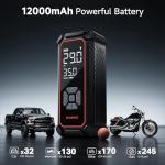 Turbo Tire Inflator with 12000mAh Battery