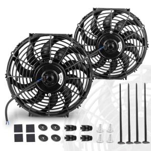 12 Inch Black Electric Radiator Slim Fans - 2 Pack
