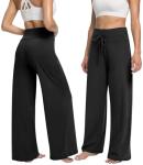 ZOOSIXX Wide Leg Black Lounge Pants for Women