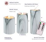 Marble Flameless Pillar Candles Set with Remote