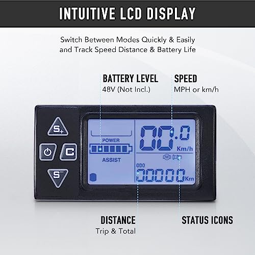 Viribus Electric Bike Conversion Kit, 1000W eBike Hub Motor Set, 26" Direct Drive Rear Wheel for 48V Battery E-Bike, Easy 26 Inch Bike Upgrade Creates 7 Speed 30mph Electric Bicycle with Pedal Assist