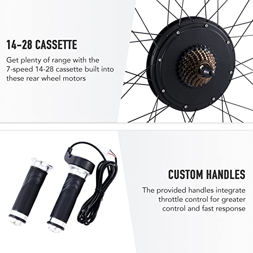 Viribus Electric Bike Conversion Kit, 1000W eBike Hub Motor Set, 26" Direct Drive Rear Wheel for 48V Battery E-Bike, Easy 26 Inch Bike Upgrade Creates 7 Speed 30mph Electric Bicycle with Pedal Assist
