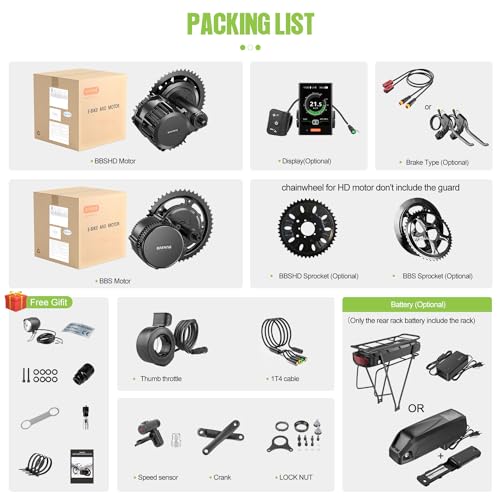 BAFANG BBS02 48V 750W Mid Drive Kits Mid Motor Ebike Conversion Kits with Chainring Wheel and LCD Display(No Battery)