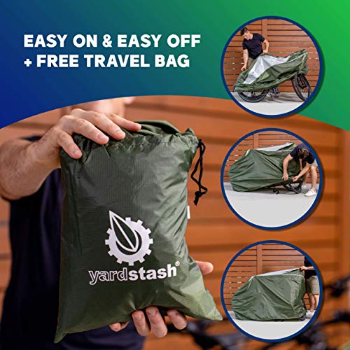 YardStash Bicycle Cover XL: Extra Large Size for Beach Cruiser Cover, 29er Mountain Bike Cover, Electric Bike Cover, Multiple Kids' Bike Cover and Cover for Bikes with Baskets, Child Seats or Racks