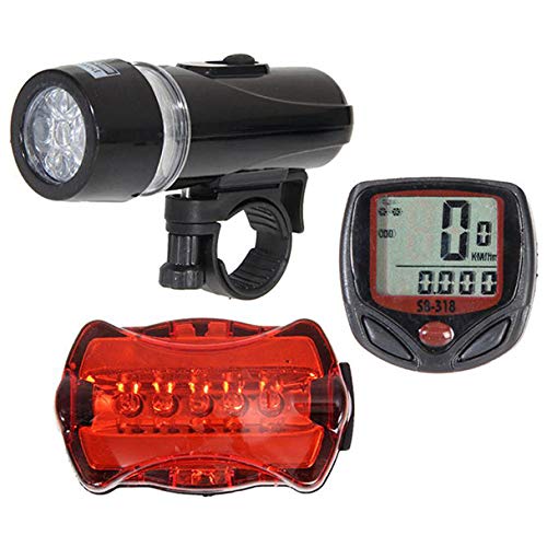 Christmas Hot Sale!!!Kacowpper Bicycle Accessory Combination, Package Includes Bicycle Speedometer + 5 LED Cycling Head Light + Rear Lamp
