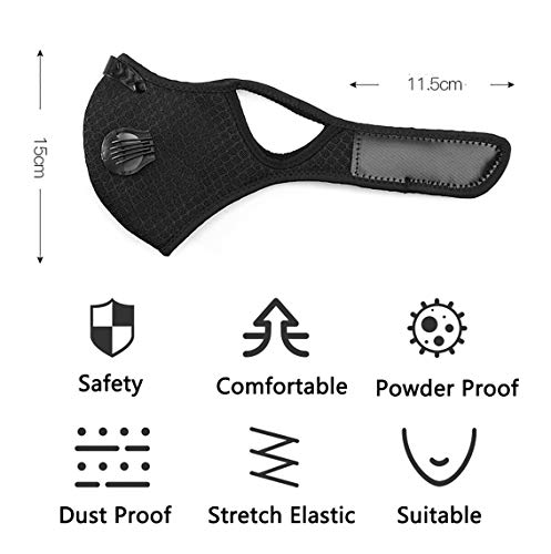 Outdoor Sport Mask Reusable Activated Carbon Dustproof Respirator Safety Mask Respirator Activated Carbon Anti Cold Sports Mask Filter Bicycle Mask Mountain Bike Riding Mask Pack of 2