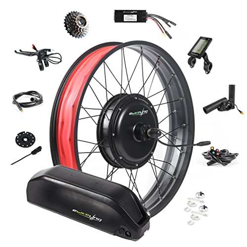 EBIKELING Waterproof Ebike Conversion Kit with Battery 26" Fat Tire Direct Drive Front or Rear Wheel Electric Bike Conversion Kit Ebike Battery & Charger Included 1500W 1200W Electric Bike for Adults