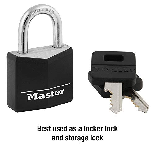 Master Lock 131D Covered Aluminum Keyed Padlock, One Pack, Black