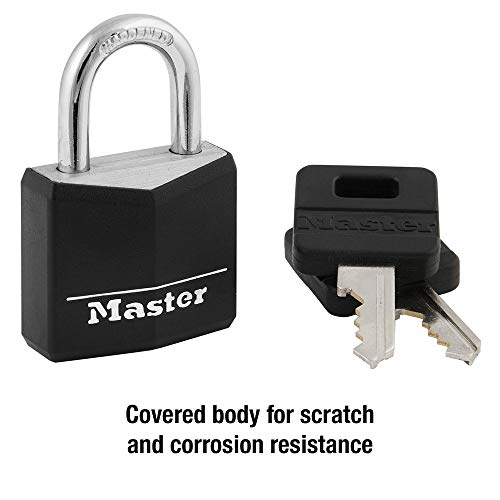 Master Lock 131D Covered Aluminum Keyed Padlock, One Pack, Black