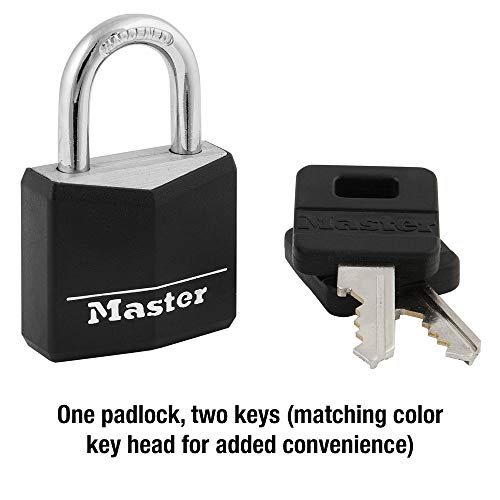 Master Lock 131D Covered Aluminum Keyed Padlock, One Pack, Black