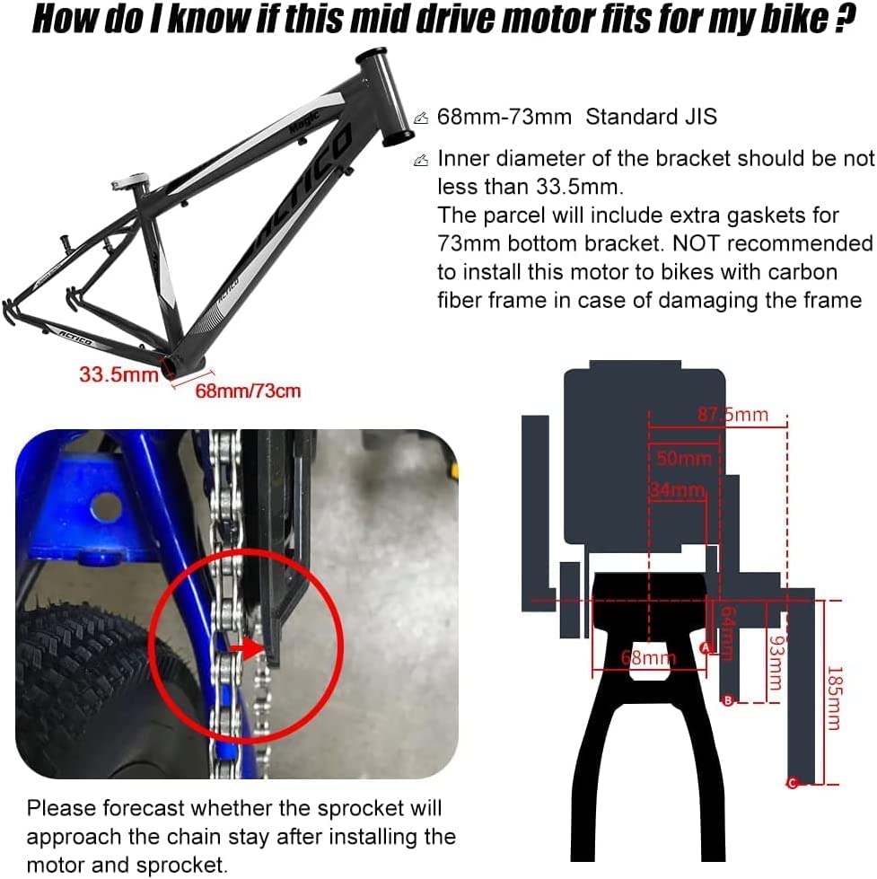 BAFANG BBS02B 48V 750W Mid Drive Electric Bike Motor Ebike Conversion Kit Mid-Mounted Engine for Mountain Bike Road Bicycle with Optional 48V 17.5Ah 18Ah and 48V 20Ah Battery