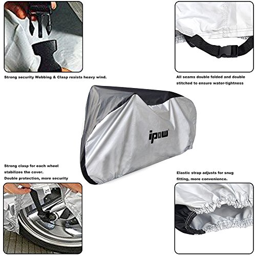 Ipow 210D Thicken Oxford Fabric Waterproof Snowproof UV Protective Cycle Bike Bicycle Cover with Bag Best for Mountain Road Electric and Cruiser Bikes