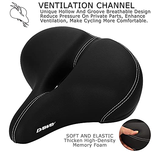 DAWAY Most Comfortable Bike Seat - C30 Oversized Extra Wide Exercise Bicycle Saddle, Universal Fit for Road, Spin, Stationary, Mountain, Cruiser Bikes, Gift for Men Women Senior, Soft Foam Padded